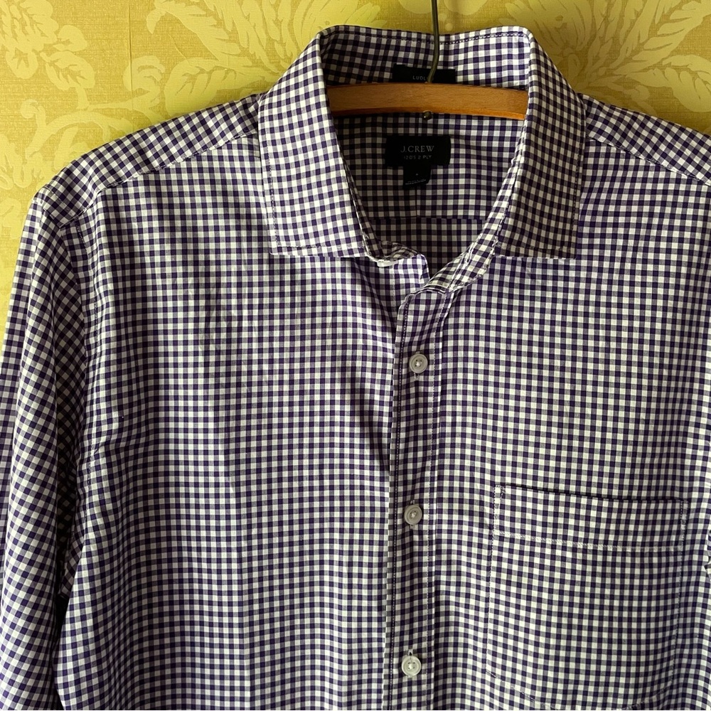 J. Crew “Ludlow” Purple Gingham Casual Button Down Shirt, Men’s Small